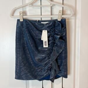 JONATHAN SIMKHAI -NWT- Willa Blue Metallic Mini Ruffle Skirt | 6